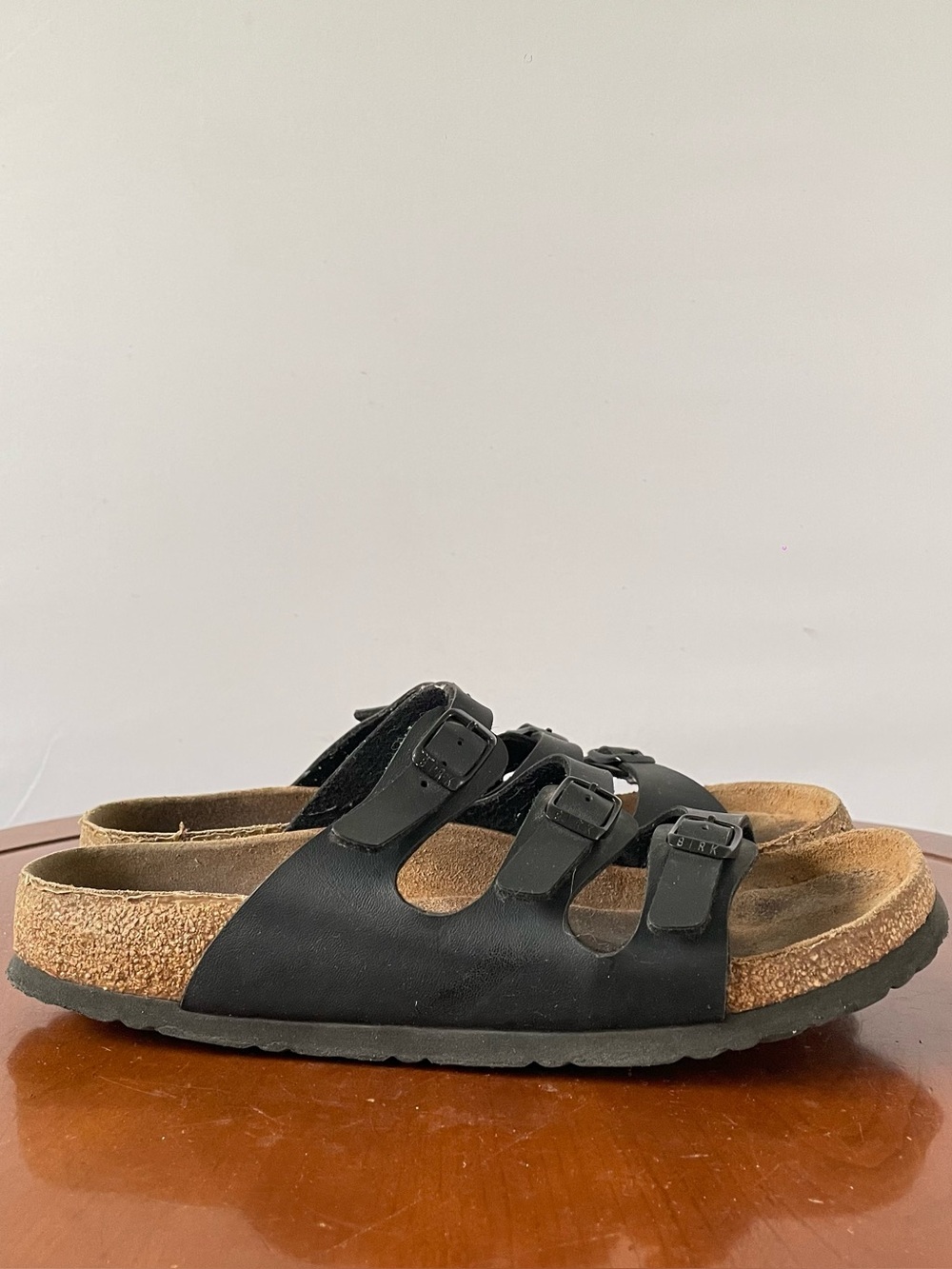 Birkenstock Florida Black Leather Three-Strap Sandals | EU 40